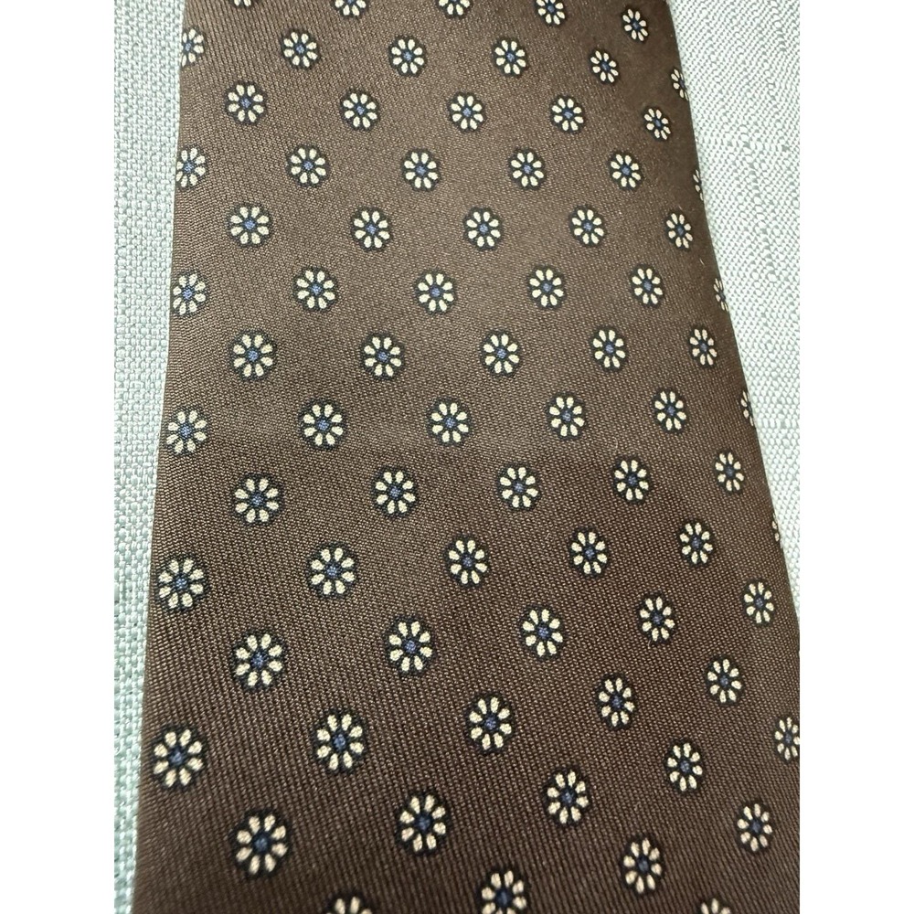 Robert Talbott Vintage Silk Neck Tie Brown With Repeating Flower Design